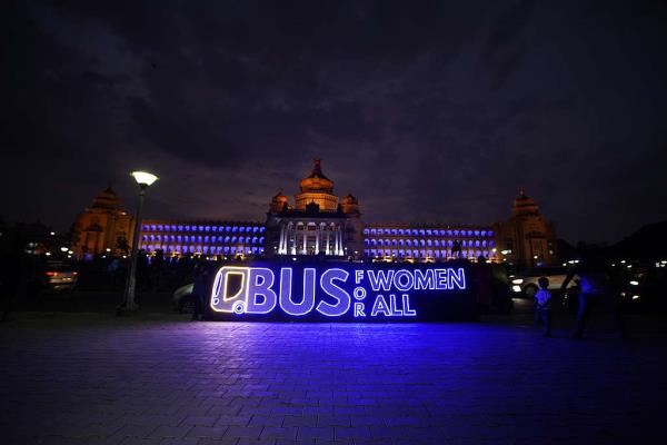 Bengaluru, May 27, 2023: Greenpeace unfurled a 20-foot LED banner in front of the Vidhana Soudha, reading
